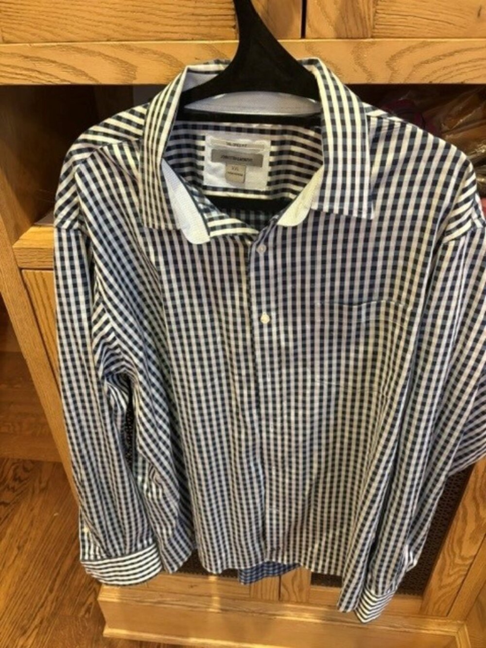 johnston & murphy Blue and white Gingham Tailored Fit shirt